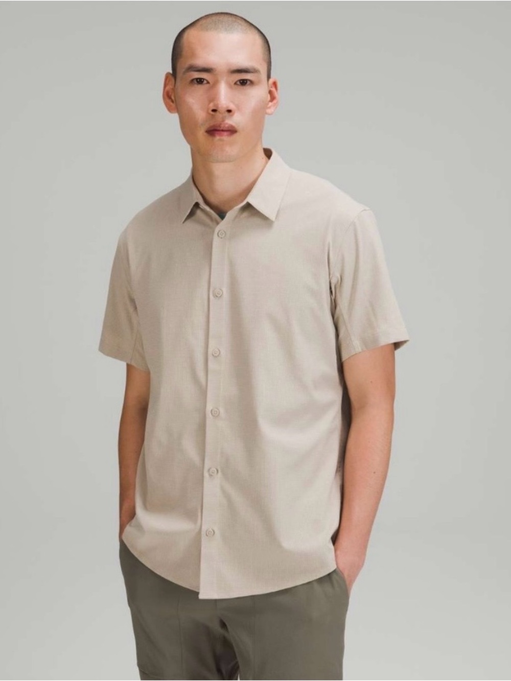 Lululemon Airing Easy SS Shirt *Ventlight Mesh Size L Heathered Raw Linen $88